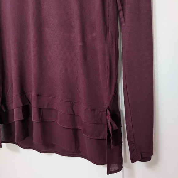 White House Black Market Burgundy Color Long Sleeves Top - Picture 6 of 10